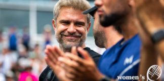 Tomasz Wiktorowski watching Naomi Osaka in Canada