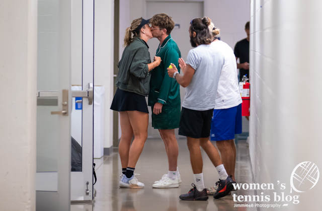 Anastasia Pavlyuchenkova kisses her boyfriend at the 2024 Cincinnati Open