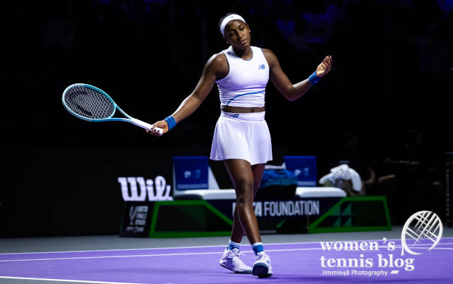 Coco Gauff wearing New Balance at the 2025 WTA Finals