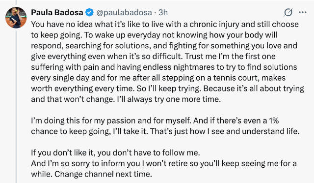 Paula Badosa tweet