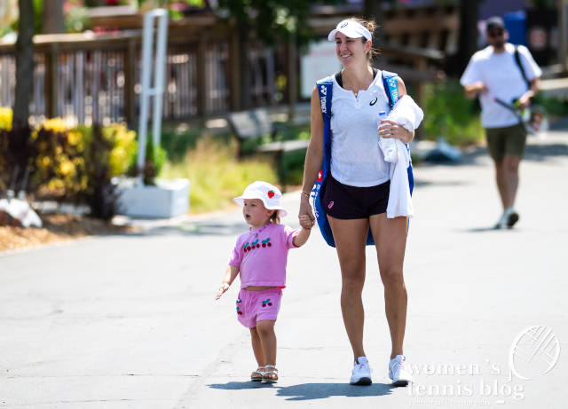 Belinda Bencic with daughter Bella in Toronto