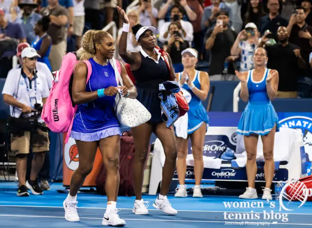 Serena Williams of the United States & Venus Williams of the United States playing doubles at the 2026 Cincinnati Open WTA 1000 tennis tournament