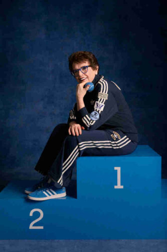 Billie Jean King blue suede Adidas shoe