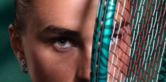 Sabalenka playing with the Tiger racquet at the National Bank Open in Toronto