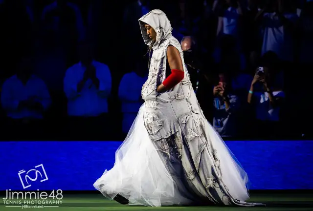 Naomi Osaka arriving at her first-round match at the US Open